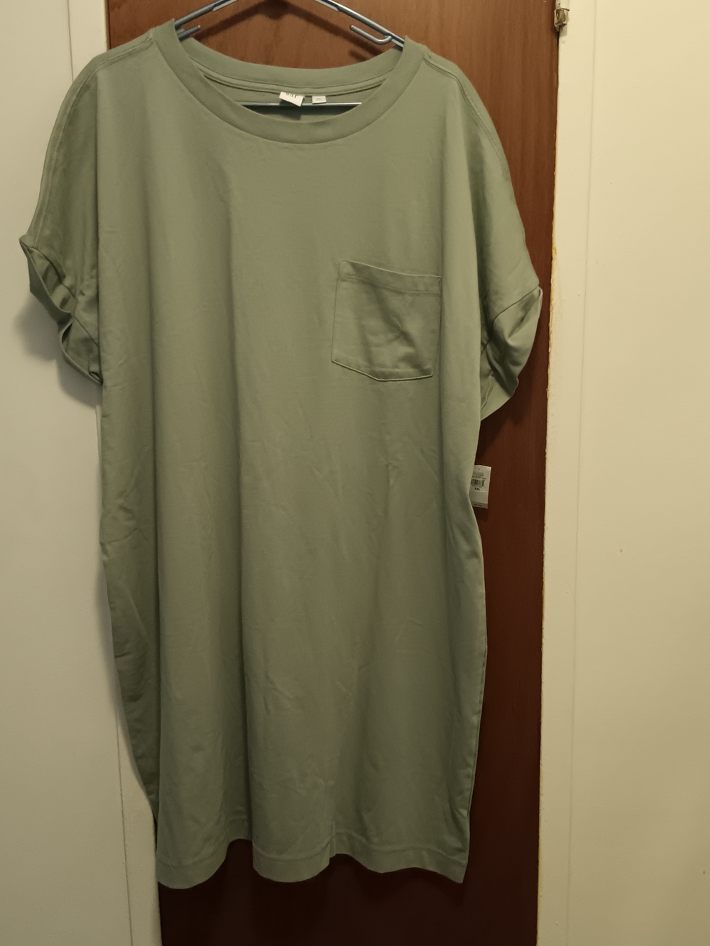 GAP Sage Green Short Sleeve Cotton Pocket Tee Dress